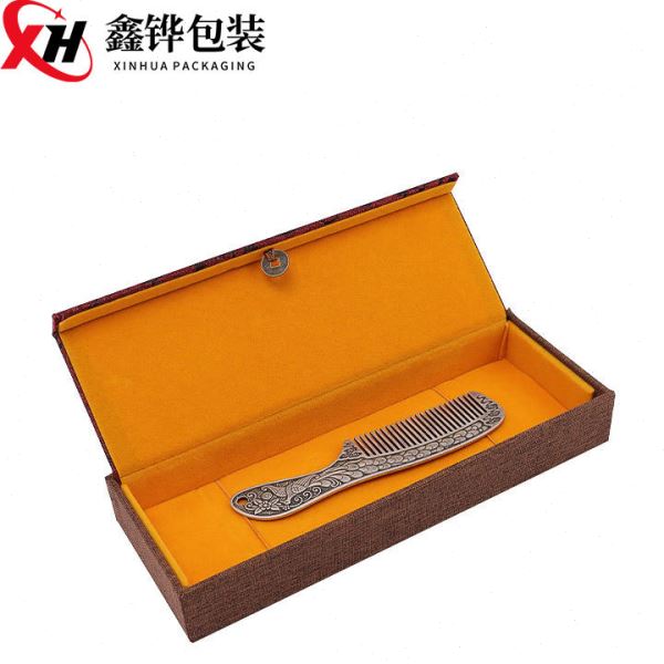 复古锦布木梳银梳盒子梳子包装盒礼品包装盒挂件盒