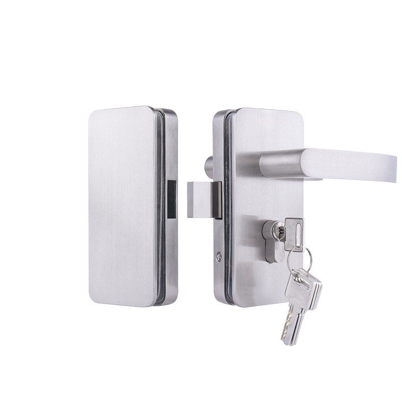 办公室隔断玻璃门执手锁带拉手推拉门双开门开孔锁无框玻璃门锁