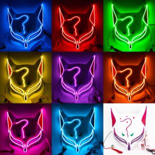 发光面具定制el狐狸阴阳师 万圣节狂欢夜鬼舞假面网红狐狸面