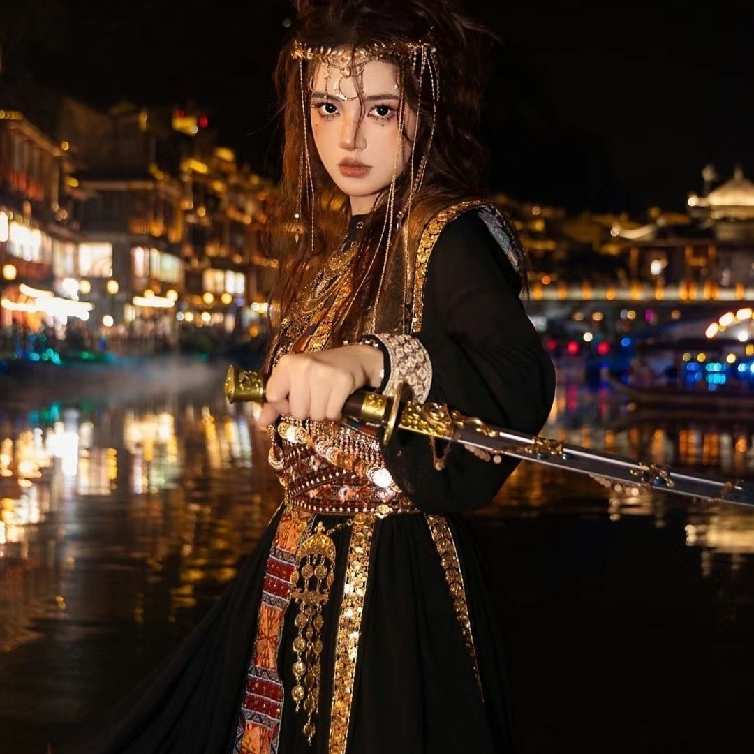 新款古国苗疆少女黑色异域风服饰