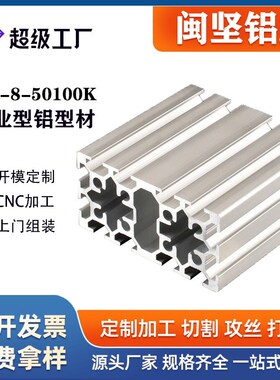 厂家现货铝型材50100K欧标双槽铝合金型材 6063-T5银白氧化铝型材