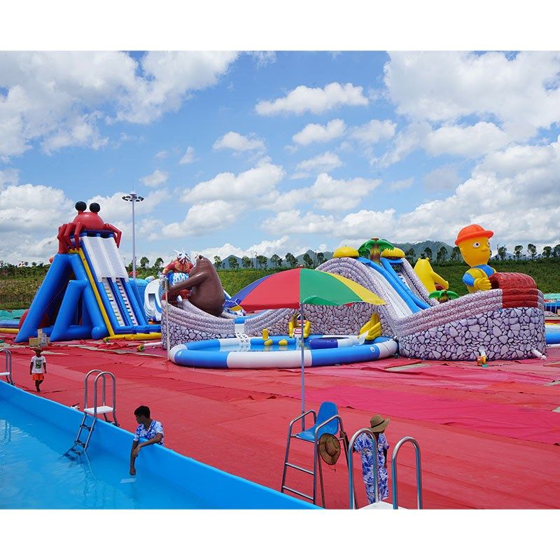 户外移动充气水上乐园设备大型支架水池游泳池儿童滑梯蓄水池厂家