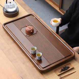花梨黑檀电木款 整块实木茶盘排水办公室茶海家用功夫茶台单层中式