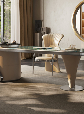 轻奢意式极简茶j台设计师奢石岩板家用茶桌办公室喝茶现代简约