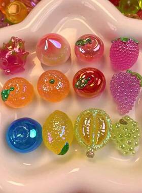 迷你盲袋电镀小水果彷真食玩模型桌面夜光小摆件树脂工艺饰品萌粒