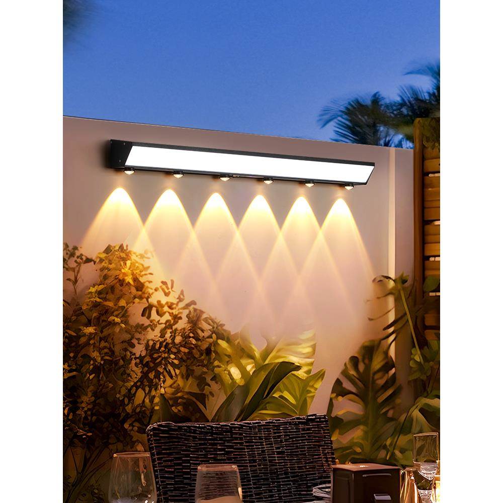 户外壁灯防水太阳能长条墙壁感应氛围山丘洗墙照明庭院阳台洗墙灯