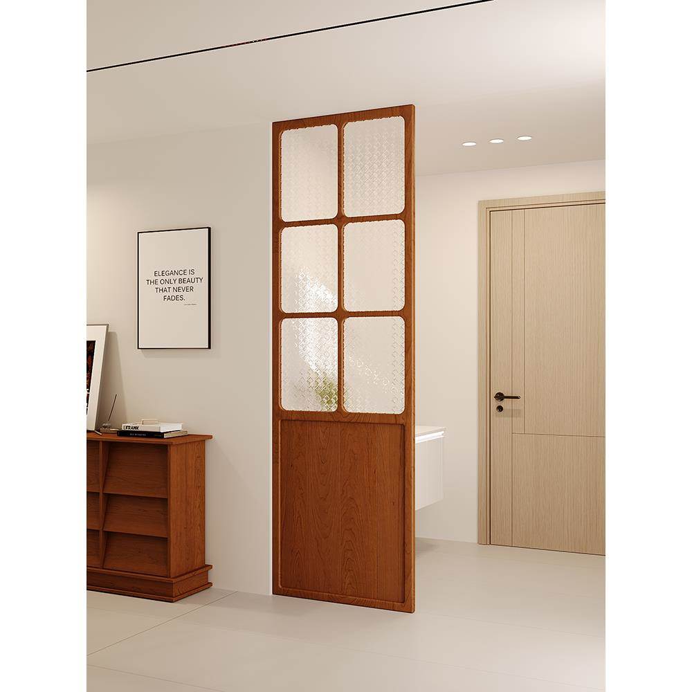 实木中世纪风格入口海棠花玻璃隔断脸盆客厅宫格阻挡藤制浴室屏风