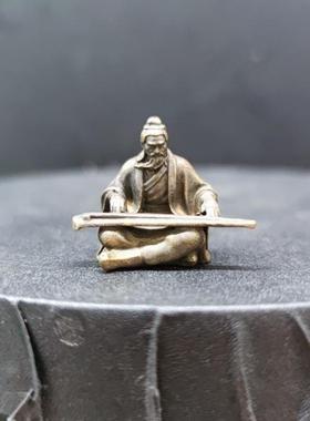 黄铜高山流水伯牙鼓琴古代古筝小人物鱼缸盆景假山微缩造景观摆件
