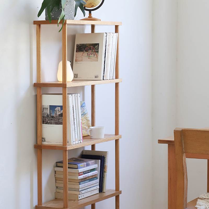 窄日式橡木实木置物架落地书架夹缝儿童木质书柜极窄层架薄柜窄柜