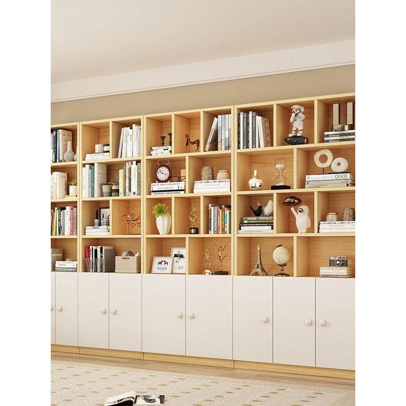 全实木书架，带门书柜，落地式储物架，储物柜，全墙展示柜，客厅