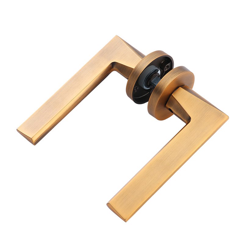 卫生间执手锁木门简约房间门锁轻奢静音门把手黑色锌合金分体锁