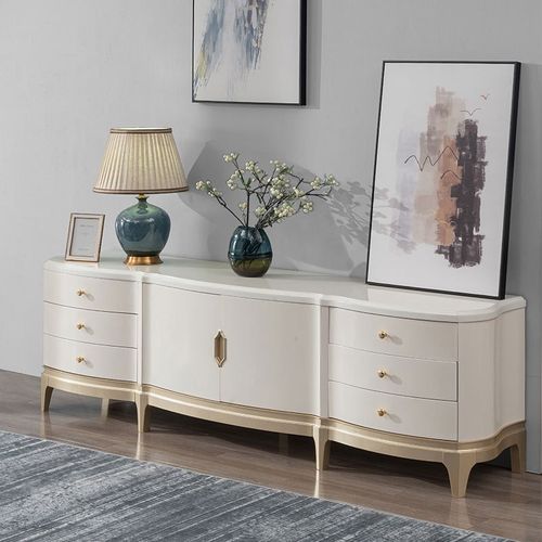 轻奢实木电视柜美式客厅茶几组合意式后现代小户型地柜视听柜