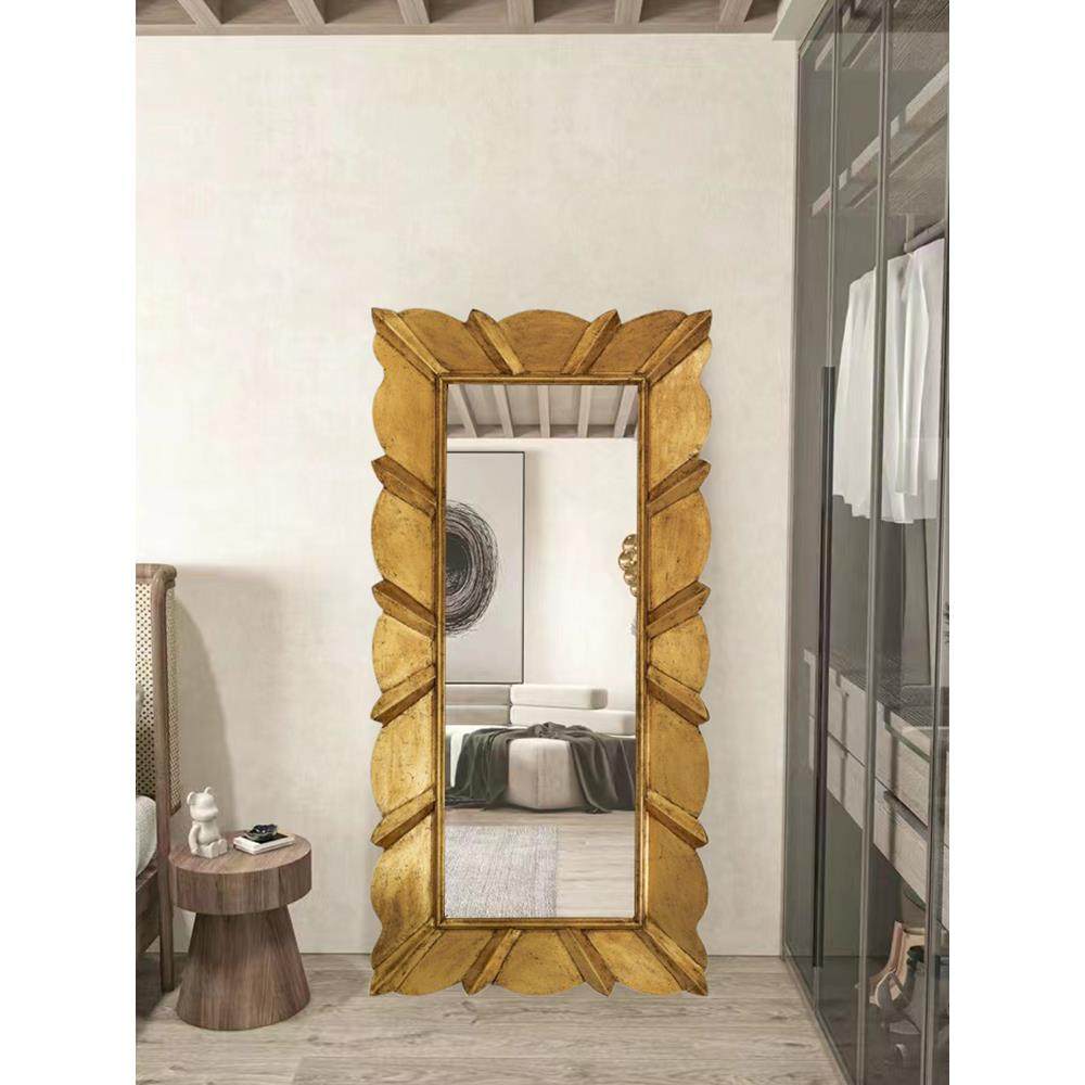 欧式艺术方形家用落地全身镜中古风壁挂试衣镜衣帽间置地穿衣镜子