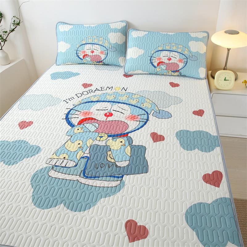 哆啦A梦天然乳胶凉席冰丝床垫家用宿舍三件套夏季空调凉席可机洗