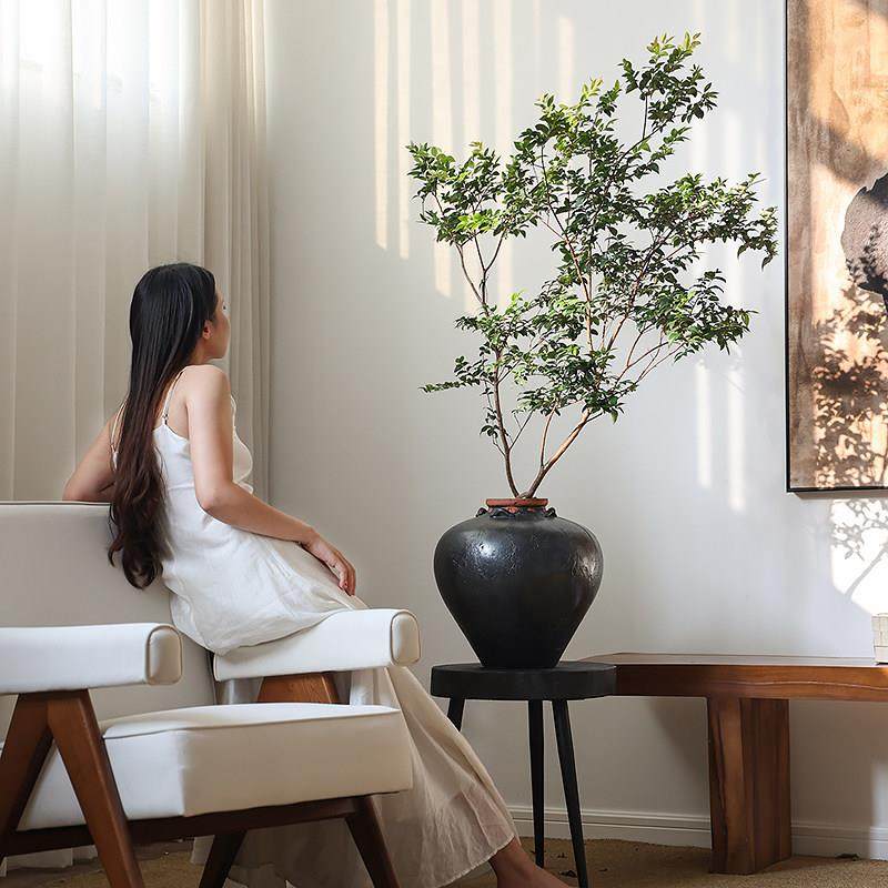 形上侘寂风落地大花器老物件粗陶花瓶干枝仿真绿植居家中古风摆件,家居饰品,花瓶,淘宝优惠券,粉丝福利购,淘宝优惠卷