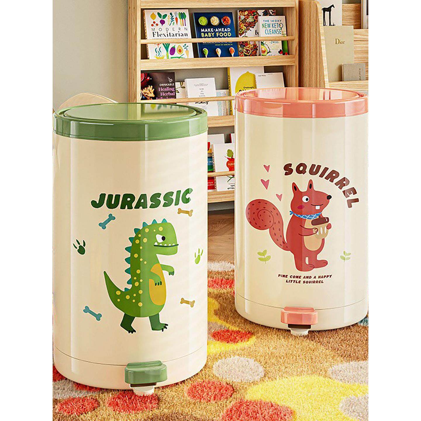 卡通垃圾桶带盖家用颜值大号脚踩卧室客厅卫生间儿童垃圾收纳筒,家庭/个人清洁工具,垃圾桶,淘宝优惠券,粉丝福利购,淘宝优惠卷