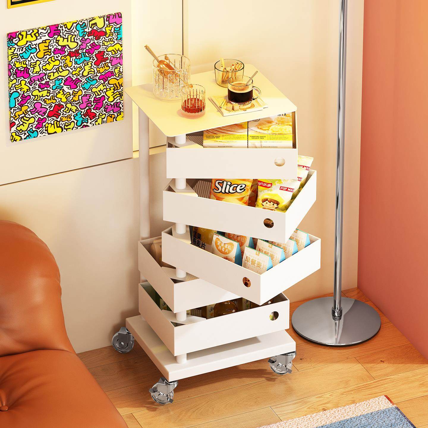 移动边几零食置物架子家用小推车落地客厅沙发边柜厨房果蔬收纳架,住宅家具,移动边几/推车,淘宝优惠券,粉丝福利购,淘宝优惠卷