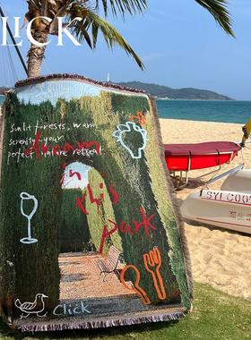 click家居“波波里花园”针织空调毯子沙发盖毯房间艺术装饰挂毯