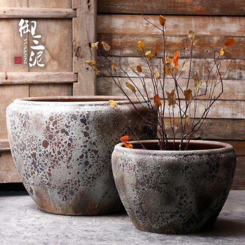 御三泥陶瓷特大缸粗陶手工大圆坛水缸大花盆鱼缸落地摆件庭院园林,家居饰品,花盆,淘宝优惠券,粉丝福利购,淘宝优惠卷