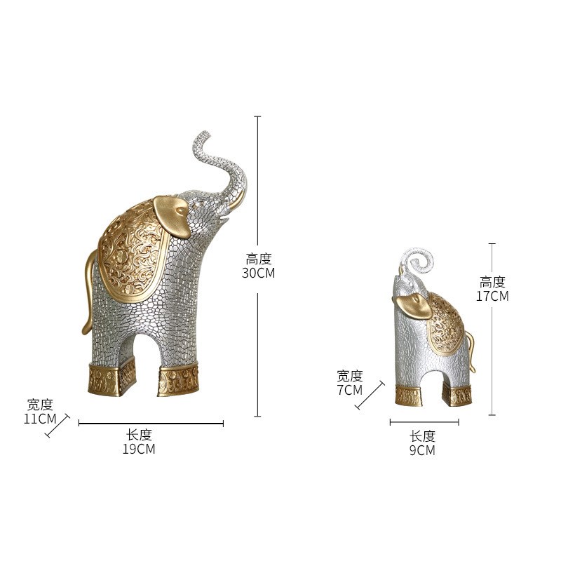 大象招财摆件一对客厅玄关办公室桌面酒柜电视柜家居装饰工艺礼品