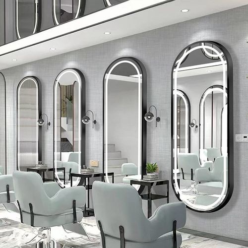 zsr美发店镜子理发店发廊带灯网红简约轻奢挂墙潮款镜面单面高档