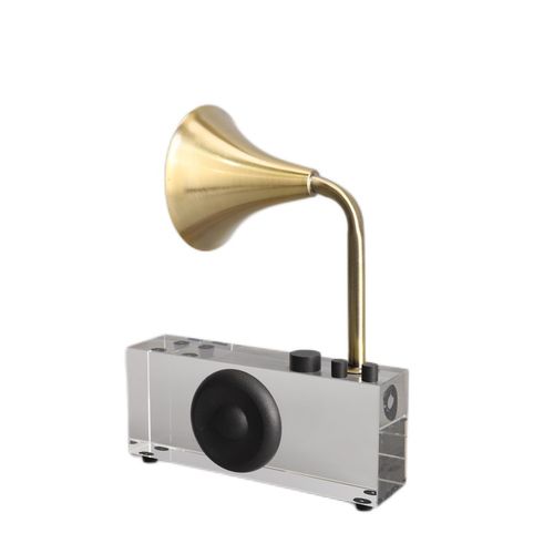 简约现代几何水晶留声机样板房售楼部客厅电视柜桌面玄关饰品摆件