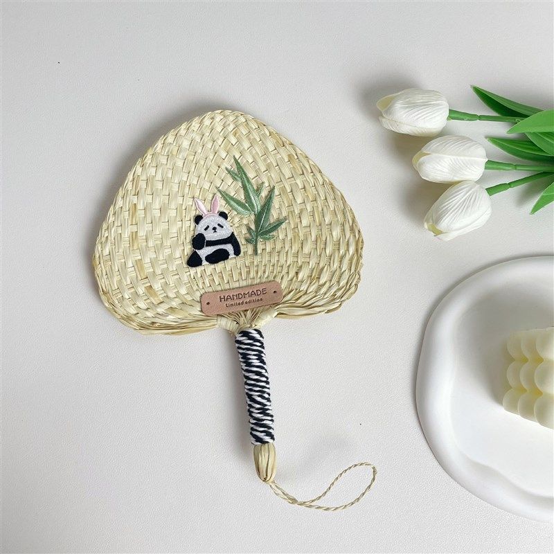 国风新中式竹叶熊猫手工编织蒲扇 棕叶工艺品扇 夏日便携手编蒲扇,居家日用,扇子,淘宝优惠券,粉丝福利购,淘宝优惠卷