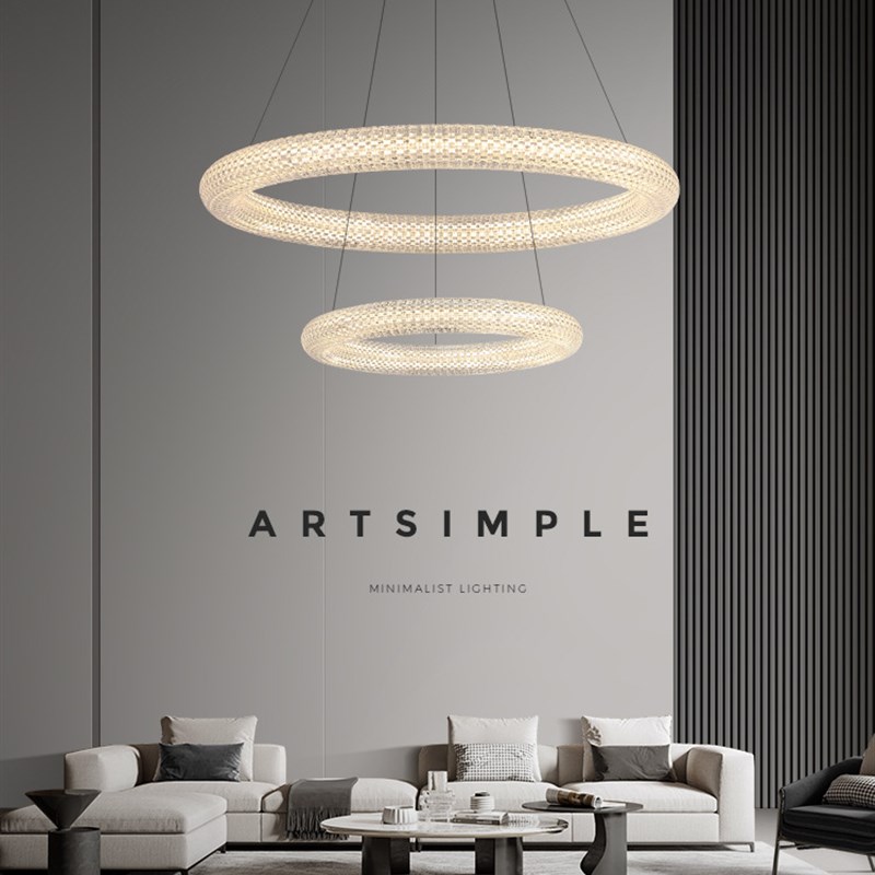 全铜意式极简客厅吊灯现代轻奢复式楼别墅大厅护眼主灯2024年新款