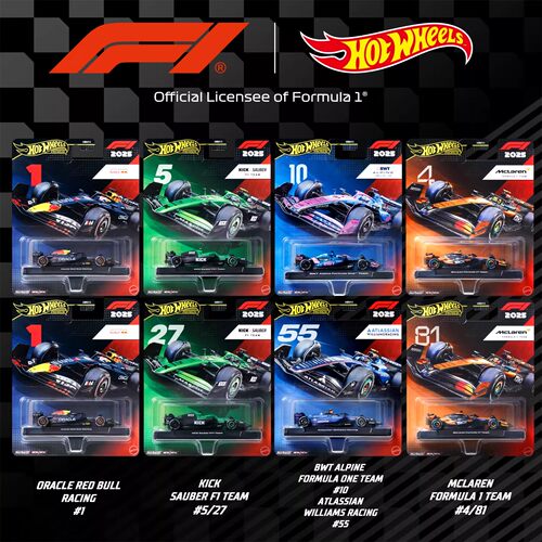 Hotwheels风火轮合金标F1赛车模型红牛车队迈凯伦奔驰新品HRV11