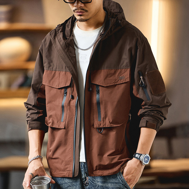 潮掌柜美式冲锋衣外套春季新款潮牌男装工装大码男款百搭夹克春秋