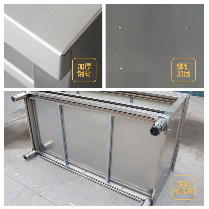 不锈钢拉门工作台厨房储物柜不锈钢操作台面双单通切菜桌子打荷台