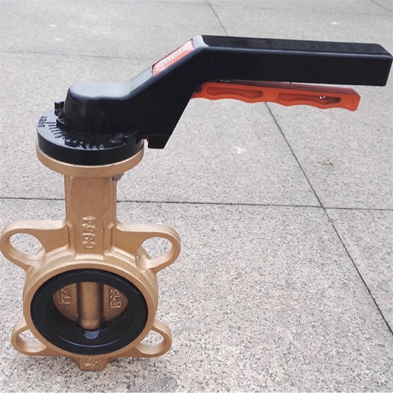 现货 C954全铜蝶阀 海水用 手柄对夹式铜蝶阀D71X-10/16T