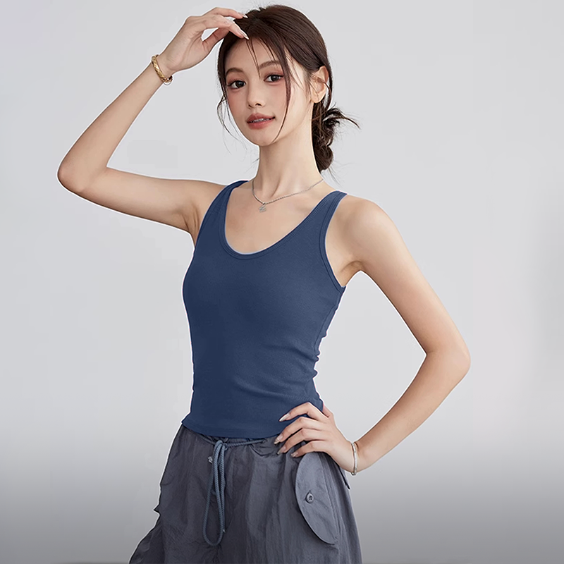 2025新款瑜伽背心女带胸垫无袖外穿运动上衣专业跑步速干健身服夏
