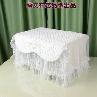 博文布艺品牌白色微波炉罩烤箱套防尘罩蕾丝盖巾布防尘套雪绒花