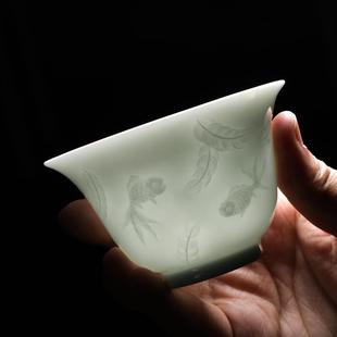 景德镇陶瓷茶杯 观复博物馆影青功夫茶具套装 家用盖碗品茗杯茶具