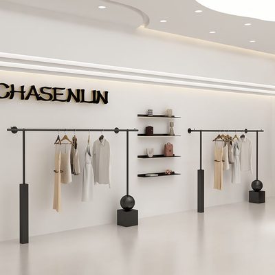 陈列简约女装店上黑色架子货架挂衣架服装店专用墙落地展示架衣服