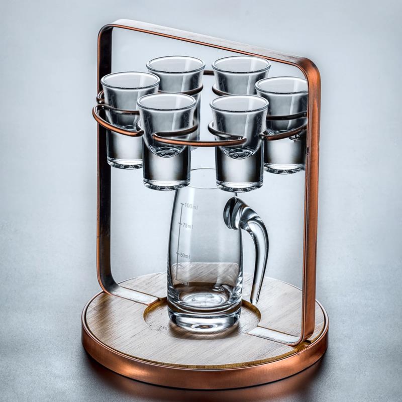 小号白酒杯玻璃家用一口杯加厚分酒器套装子弹杯高脚杯创意酒盅