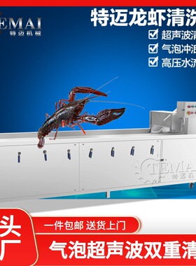 商用皮皮虾清洗机 海产品超声波清洗设备 高压喷淋洗虾流水线