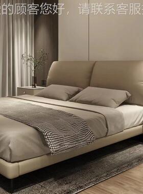 意简式极简皮小象耳真RC007朵床头层牛皮现代约主卧代大象现双人