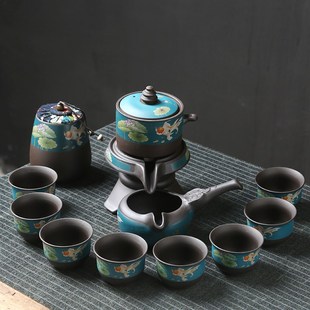 办公室冲茶器 紫砂家用懒人石磨泡茶壶半自动茶具客厅功夫茶杯套装