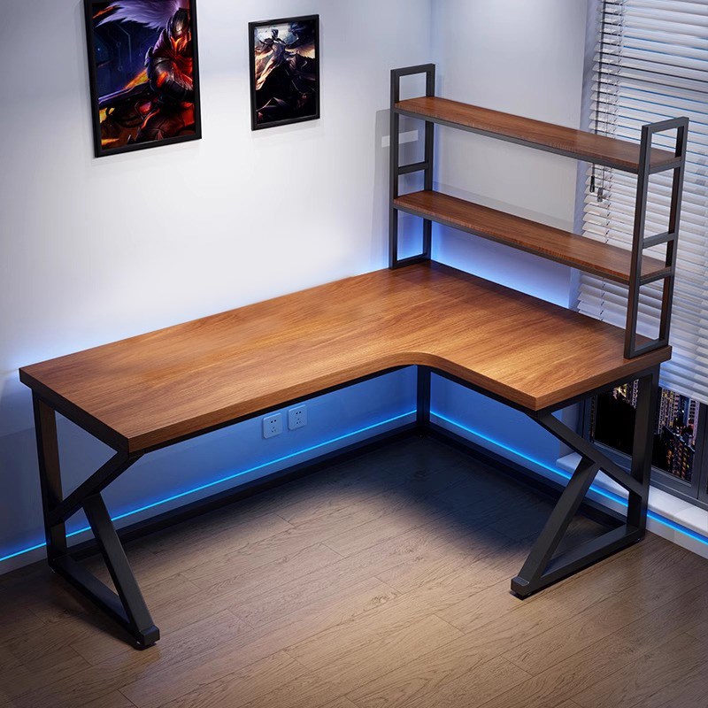 实木转角电脑桌台式L型双人长书桌家用卧室写字台拐角靠墙电竞桌