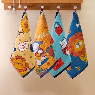 毛巾纯棉洗脸家i用儿童洗澡纱布小方巾柔软吸水成人全棉卡通手帕