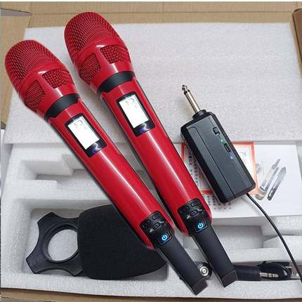 定制款kk205麦克风明星同款K歌声卡直播户外音响skm9000无线话筒