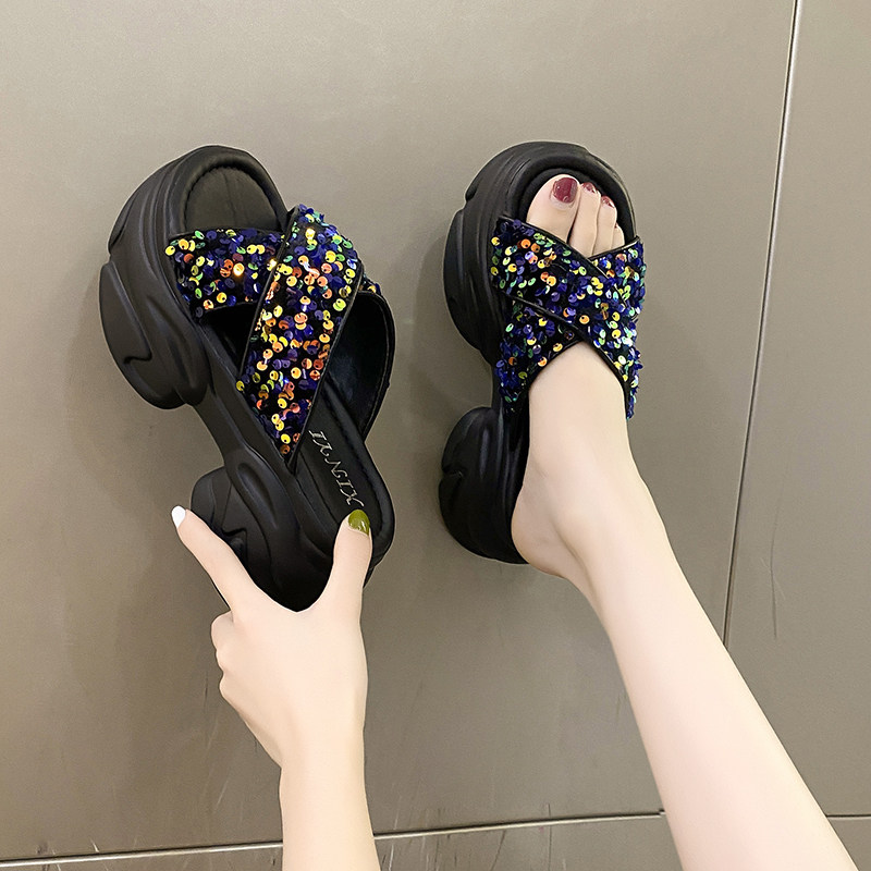 仙女风凉拖鞋女2024年夏季新款百搭网红交叉凉鞋女松糕厚底沙滩鞋,女鞋,一字拖,淘宝优惠券,粉丝福利购,淘宝优惠卷