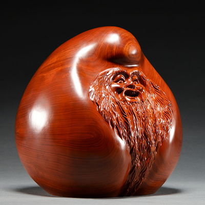 花梨木雕寿桃摆件老寿星红木雕刻工艺品送长辈老人祝寿生日送礼品