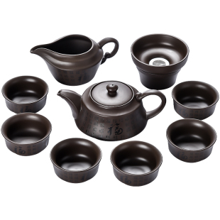 办公室用半手工泡茶器整套家用中式 紫砂功夫茶具套装 茶壶盖碗