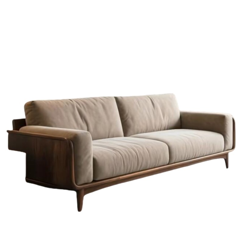 新中式沙发黑胡桃木简约实木布艺直排沙发大坪数客厅宋氏美学沙发