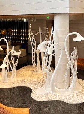 不锈钢花朵雕塑定制抽象艺术品铁艺摆件酒店别墅售楼处落地摆件