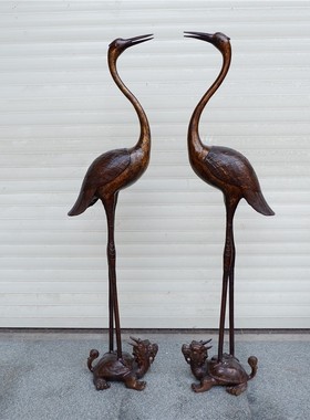 特大号纯铜龟鹤摆件仙鹤烛台蜡台大号一对装饰工艺品摆设Z高1.8米