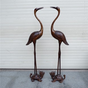 特大号纯铜龟鹤摆件仙鹤烛台蜡台大号一对装饰工艺品摆设Z高1.8米